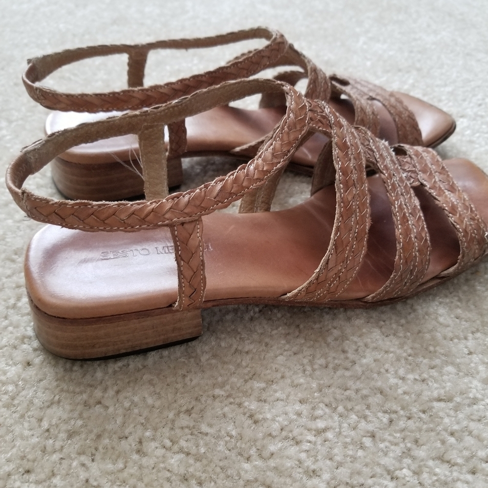 Braided Tan Leather Sandals - Picture 2 of 4